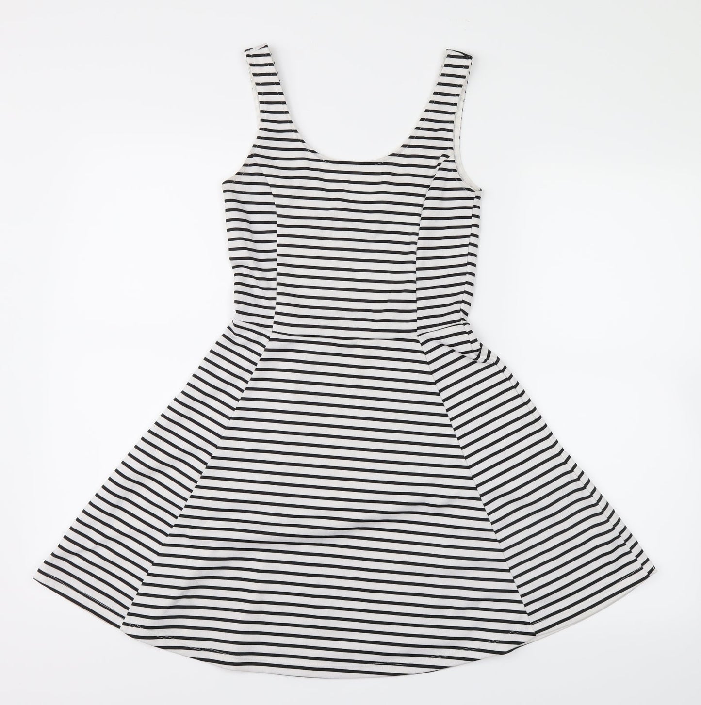 Preworn Womens Black Striped  Shirt Dress  Size 8