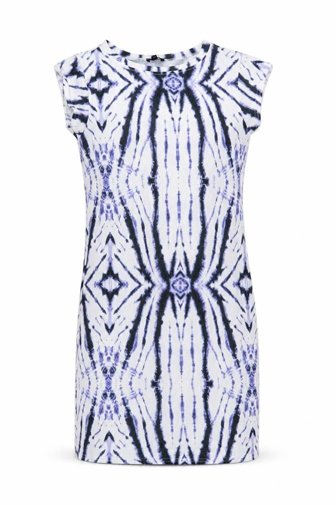 River Island Womens White Geometric  T-Shirt Dress  Size 8