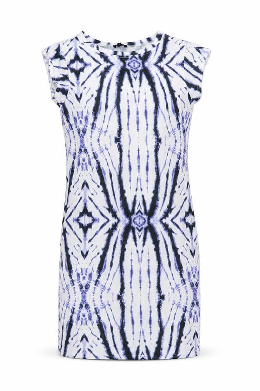 River Island Womens White Geometric  T-Shirt Dress  Size 8