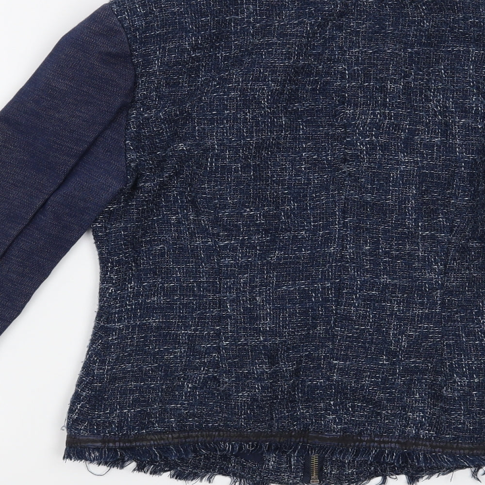 Stradivarius Womens Blue Geometric  Jacket Blazer Size S