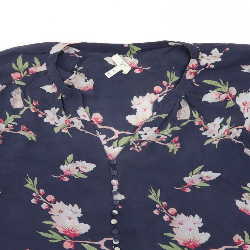 Preworn Womens Blue Floral  Basic Blouse Size XS