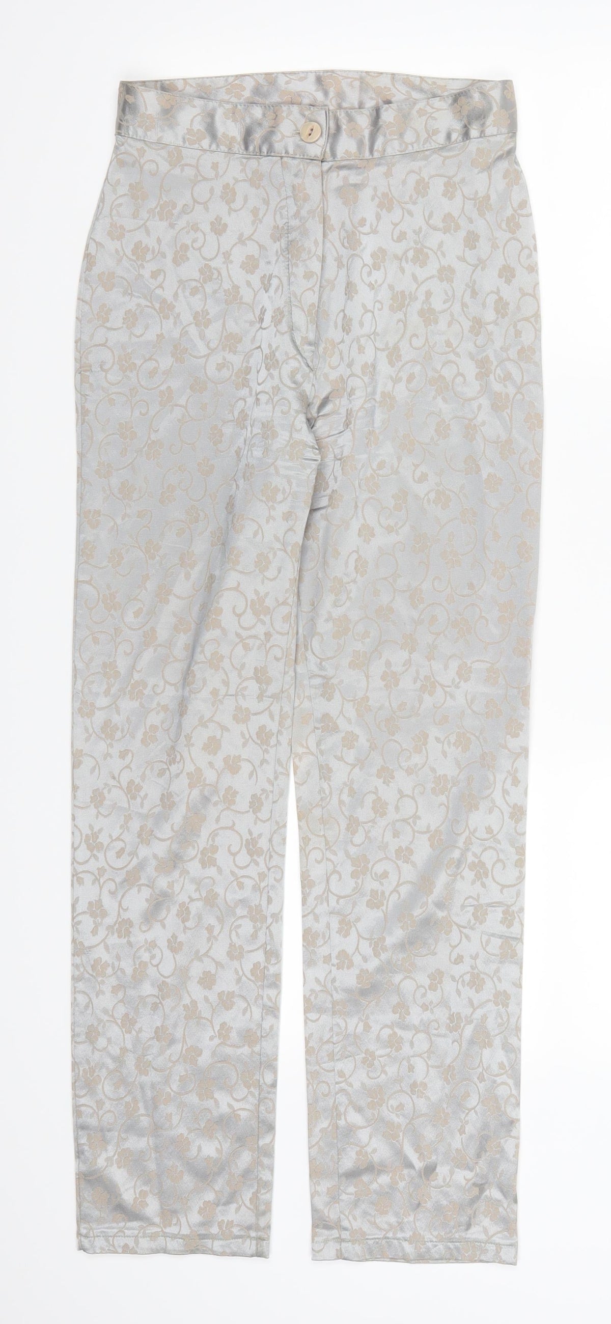 Preworn Womens Silver Floral  Trousers  Size 26 in L26 in