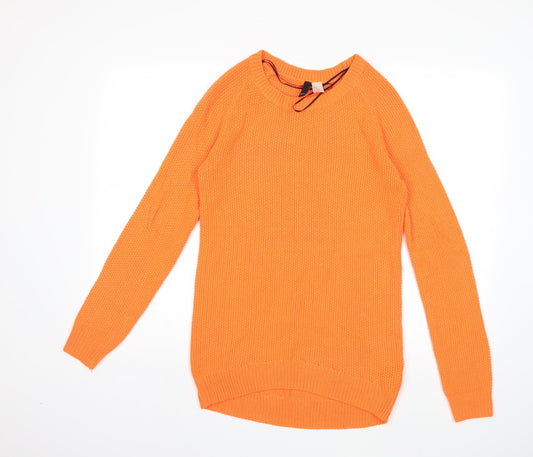 H&M Womens Orange  Knit Pullover Jumper Size XS