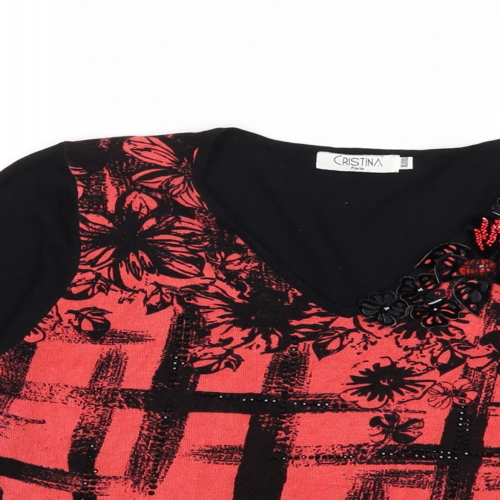 Cristina Womens Orange Geometric  Pullover Jumper Size XL