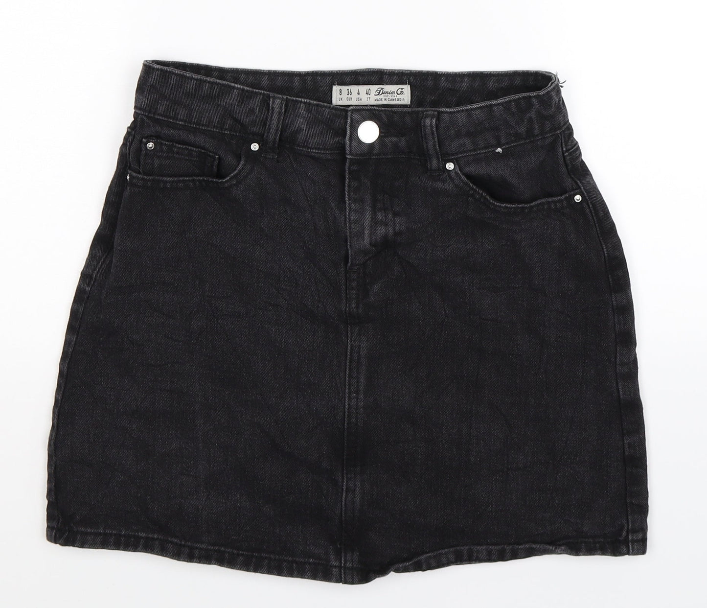Denim Co Womens Black  Denim A-Line Skirt Size 8