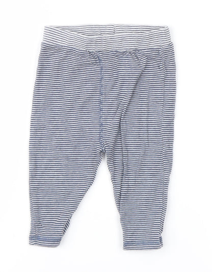 Additional front view of Next Blue Striped Sweatpants Leggings, size 3-6, Months