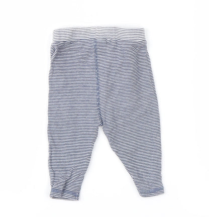Back view of Next Blue Striped Sweatpants Leggings, size 3-6, Months