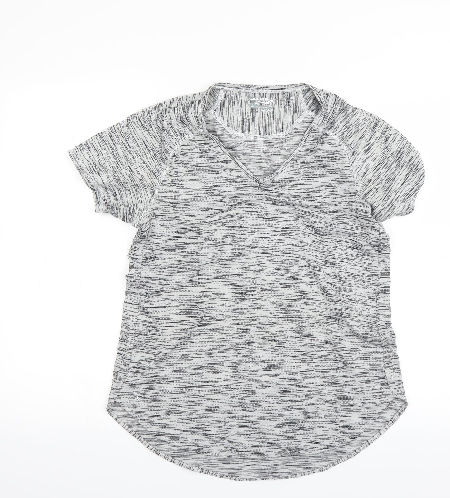 Saucony Womens Silver Houndstooth  Basic T-Shirt Size 12