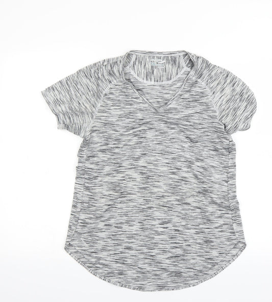 Saucony Womens Silver Houndstooth  Basic T-Shirt Size 12