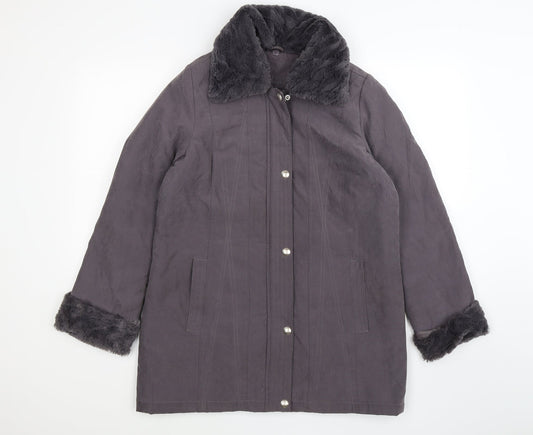 Bonmarché Womens Grey  Velour Windbreaker Coat Size XS