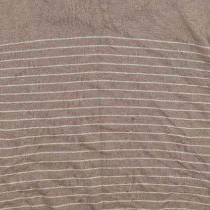 Easy Mens Brown Striped Knit Pullover Jumper Size L