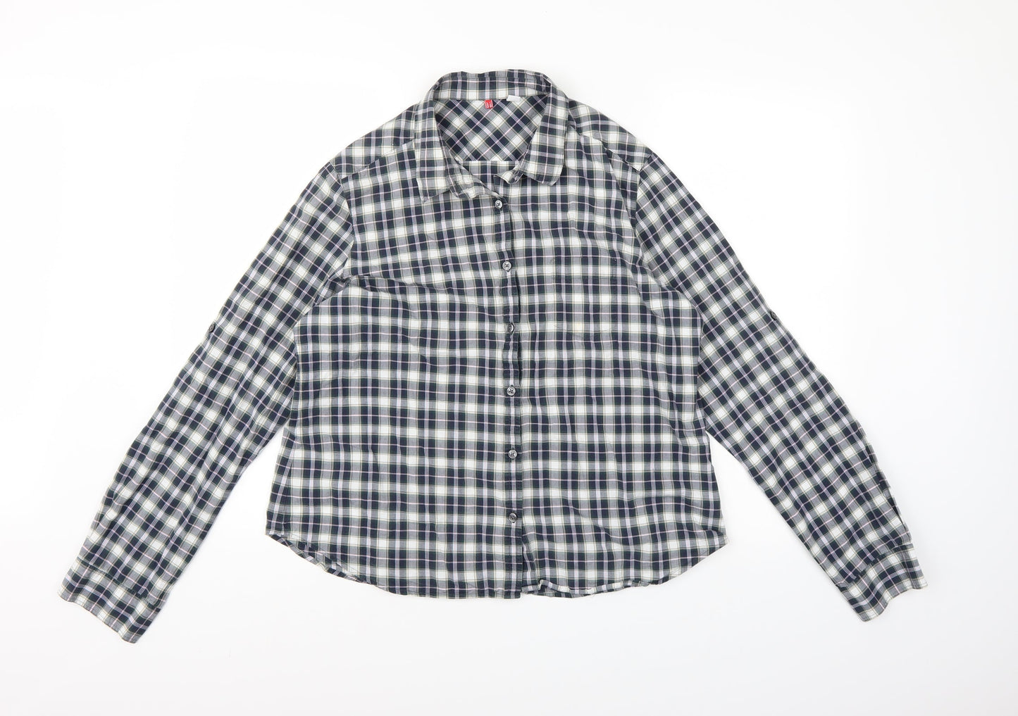 Preworn Womens Blue Check  Basic Button-Up Size XL