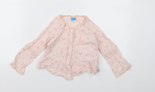 Mayoral Girls Pink Floral  Basic Blouse Size 3 Years
