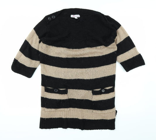mimosa Womens Black Striped  Pullover Jumper Size 14