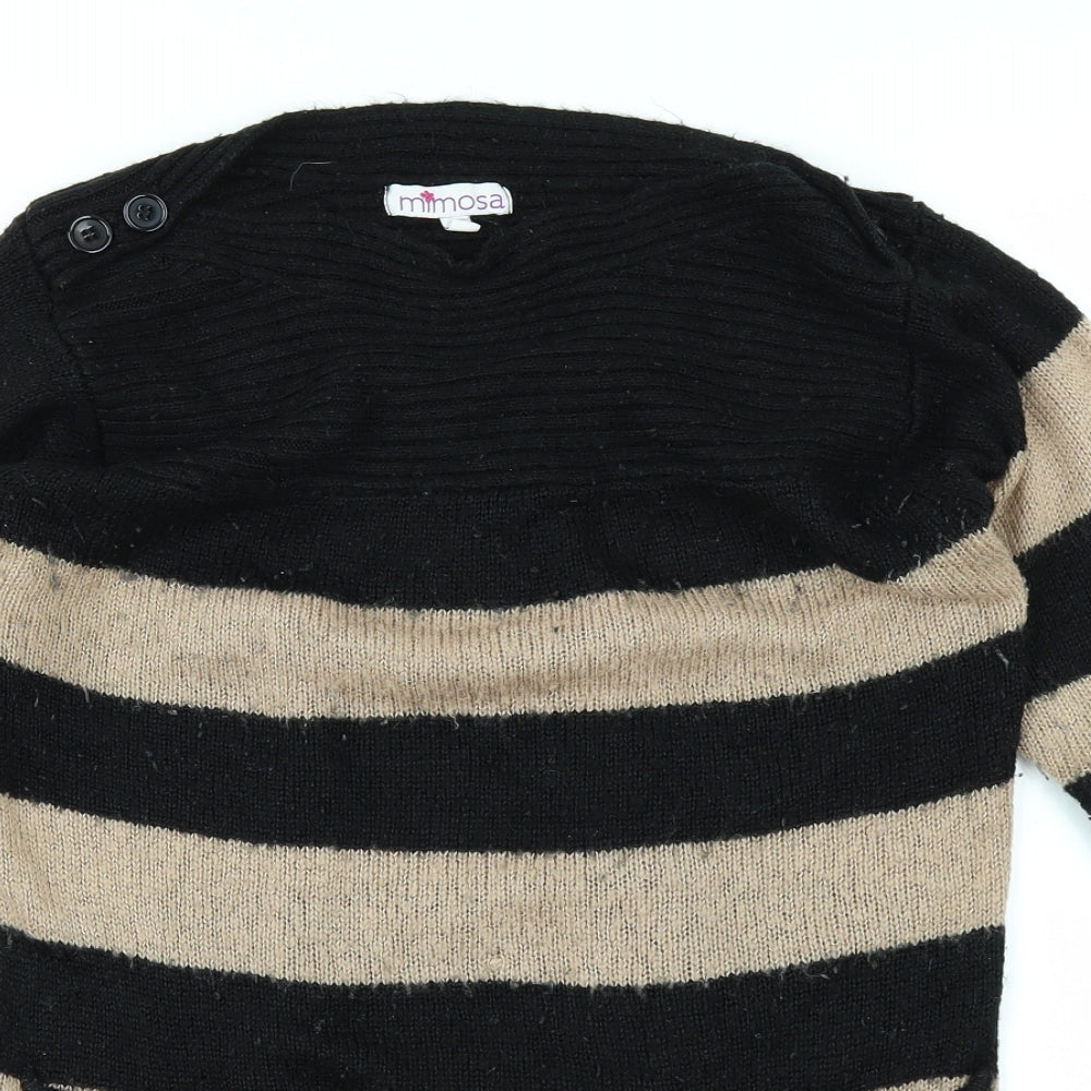 mimosa Womens Black Striped  Pullover Jumper Size 14