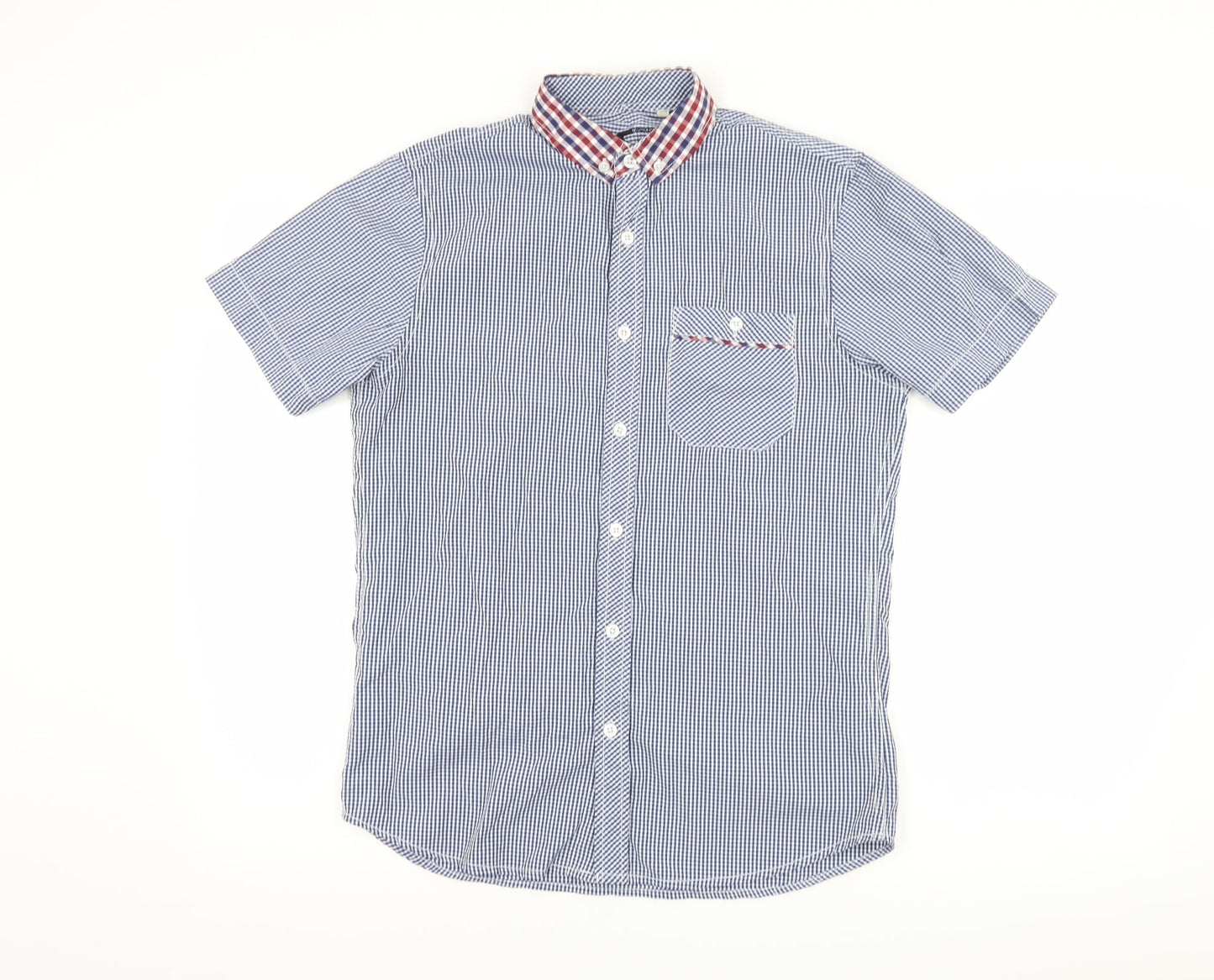 Twisted Soul Mens Blue Check   Button-Up Size S
