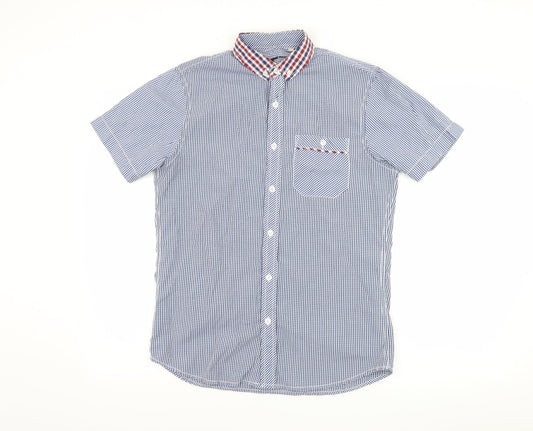Twisted Soul Mens Blue Check   Button-Up Size S