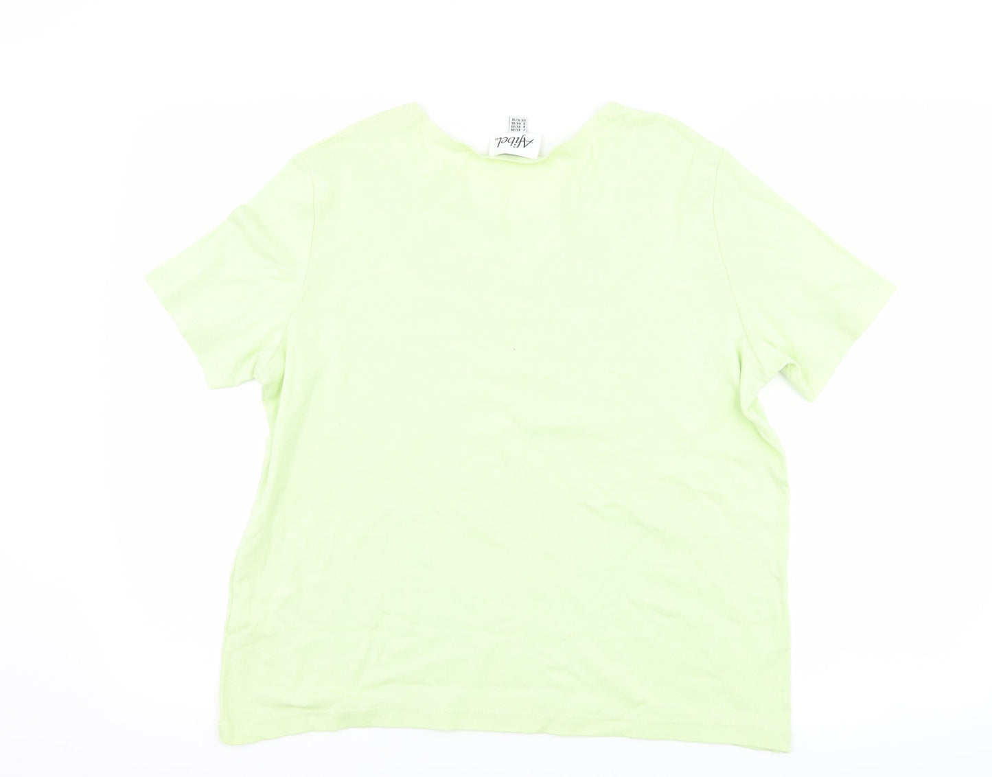 Afibel Womens Green Floral  Basic T-Shirt Size 16