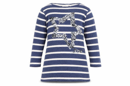 Next Girls Blue Striped  Pullover Jumper Size 5 Years  - star
