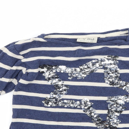 Next Girls Blue Striped  Pullover Jumper Size 5 Years  - star