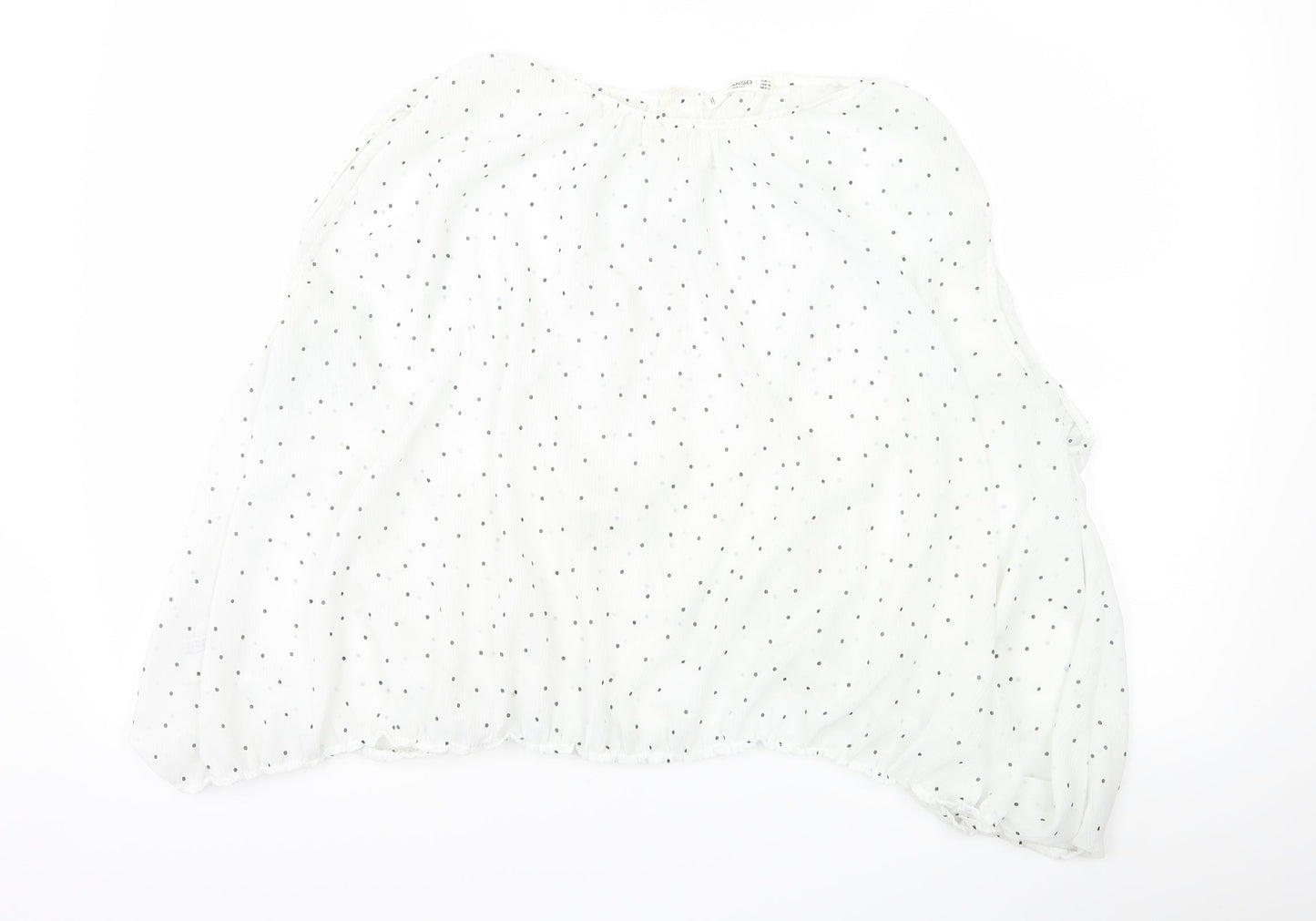 Mango Womens White Polka Dot  Basic Blouse Size L