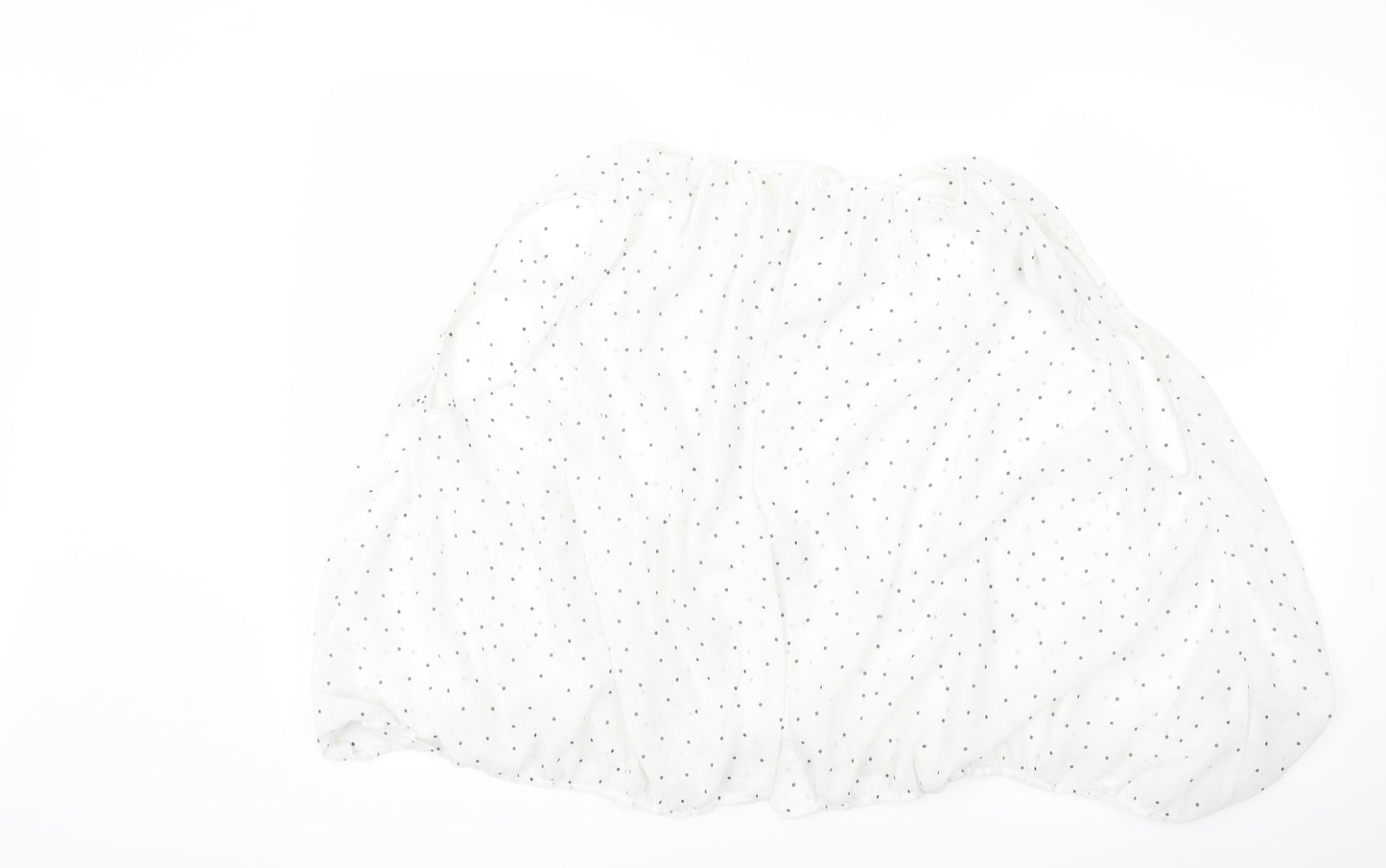 Mango Womens White Polka Dot  Basic Blouse Size L