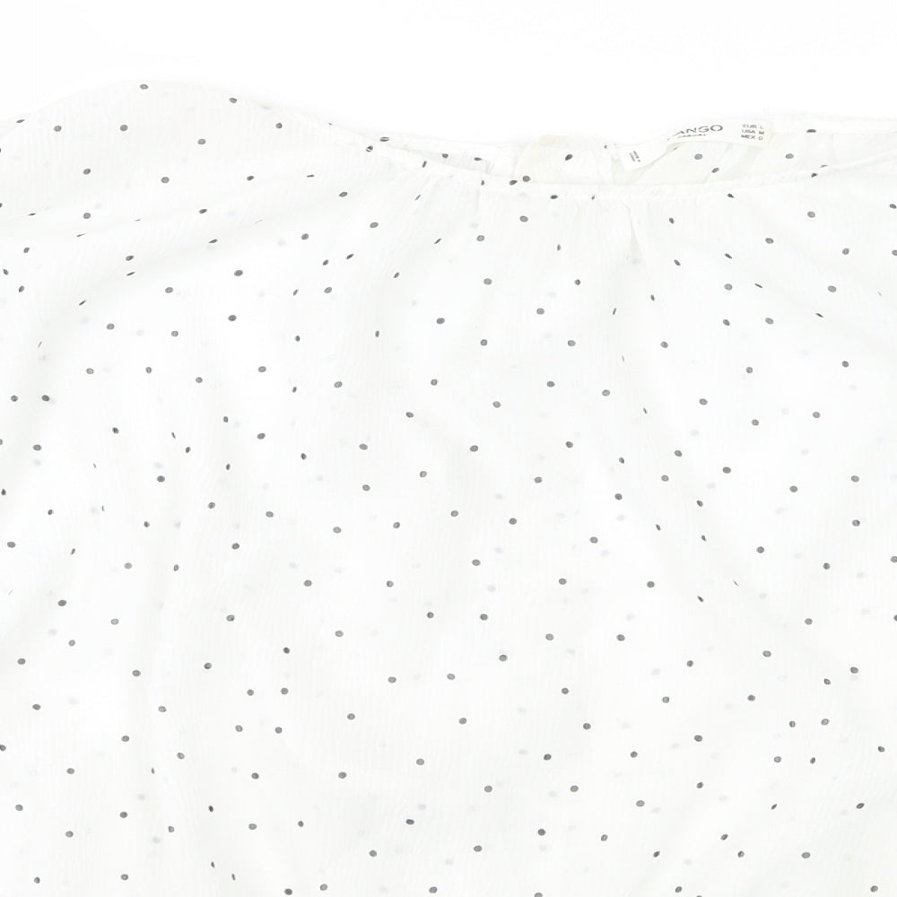 Mango Womens White Polka Dot  Basic Blouse Size L