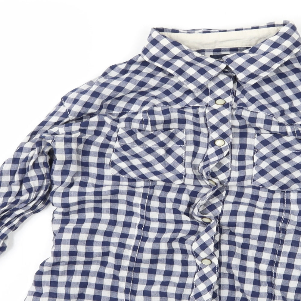 Gap Womens Blue Check  Basic Button-Up Size XS