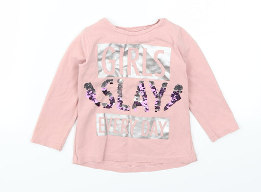 Sani Girls Pink   Basic T-Shirt Size 3 Years  - Girls Slay Everyday