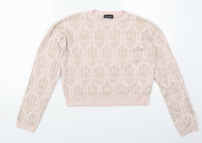 Preloved Topshop Womens Pink Geometric  Pullover Jumper Size 10 - Front