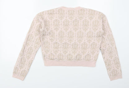 Preloved Topshop Womens Pink Geometric  Pullover Jumper Size 10 - Back