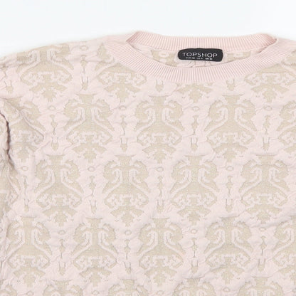 Preloved Topshop Womens Pink Geometric  Pullover Jumper Size 10 - Detail