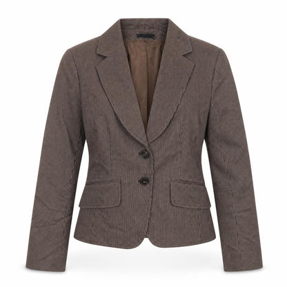 H&M Womens Brown Striped  Jacket Suit Jacket Size 8