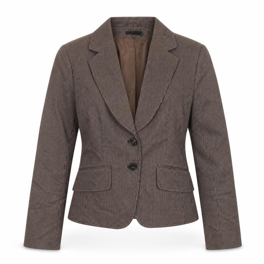 H&M Womens Brown Striped  Jacket Suit Jacket Size 8