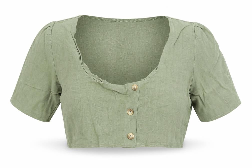 PRETTYLITTLETHING Womens Green   Cropped Blouse Size 12