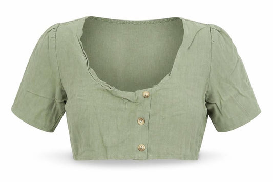 PRETTYLITTLETHING Womens Green   Cropped Blouse Size 12