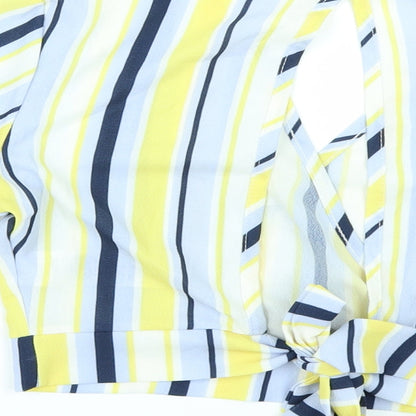 Quiz Womens Multicoloured Striped  Cropped Blouse Size 10