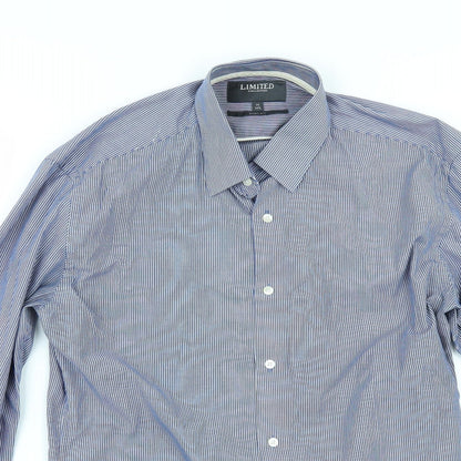 Limited Collection Mens Blue Striped   Button-Up Size 14.5