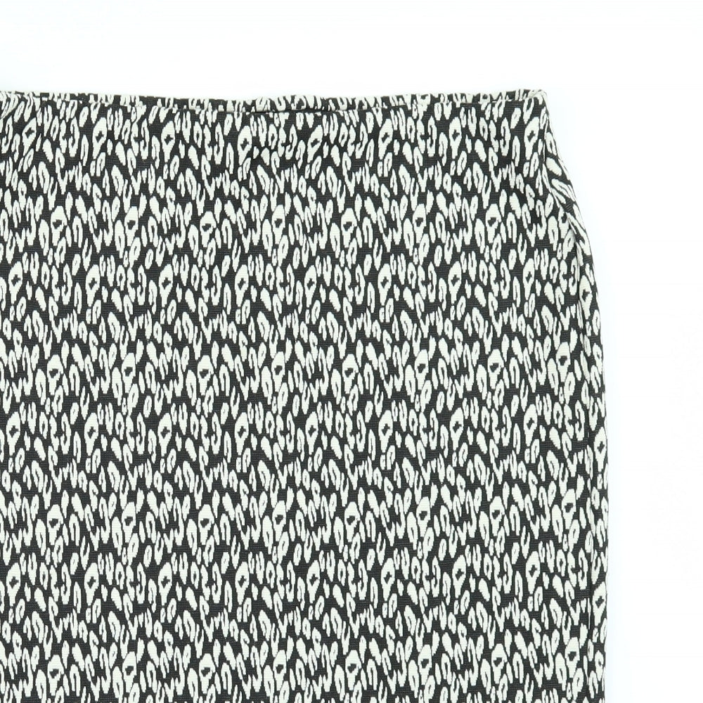 Marks and Spencer Womens Black Geometric  A-Line Skirt Size 6