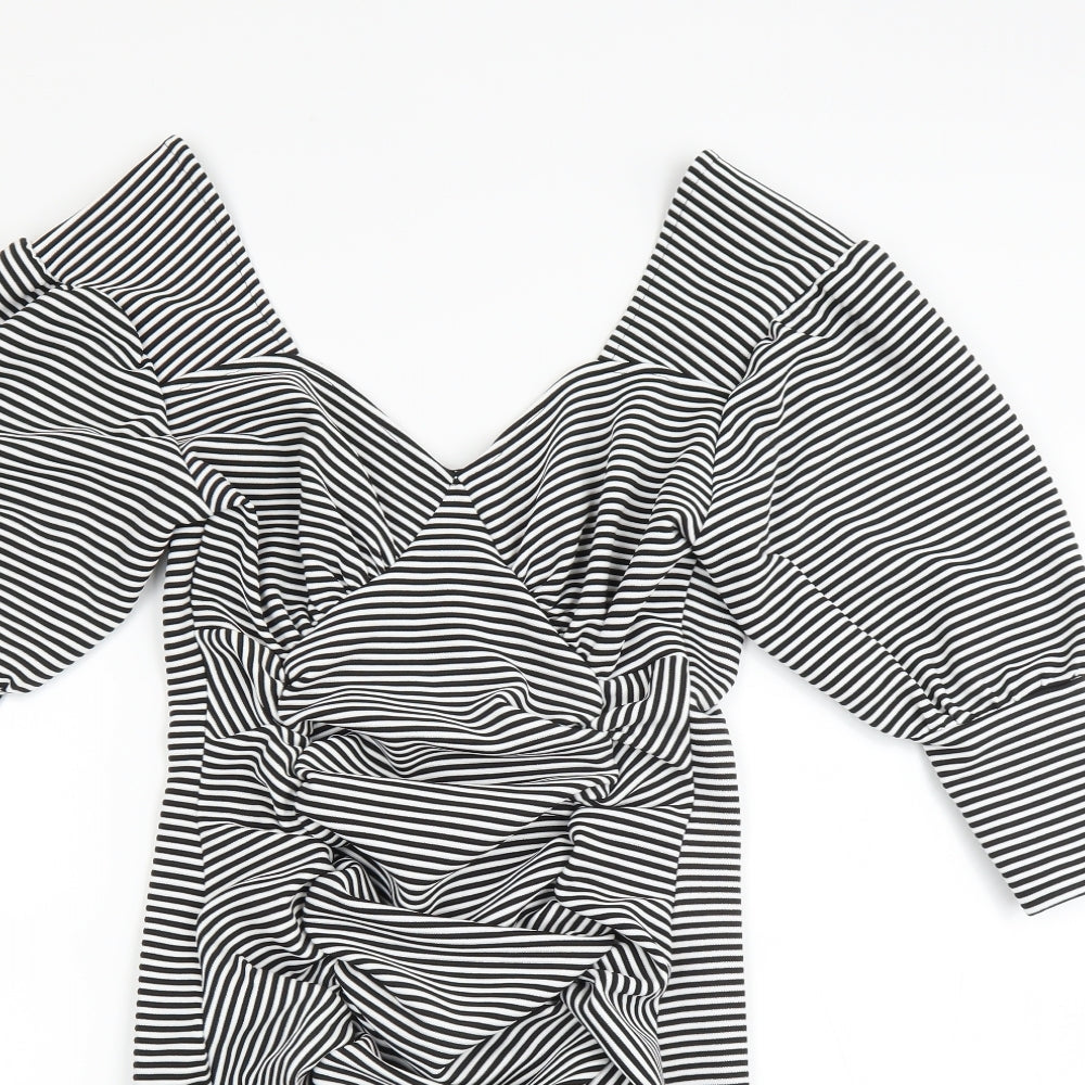 Another Reason Womens Black Striped  Bodycon  Size 12