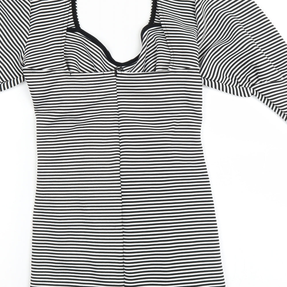 Another Reason Womens Black Striped  Bodycon  Size 12