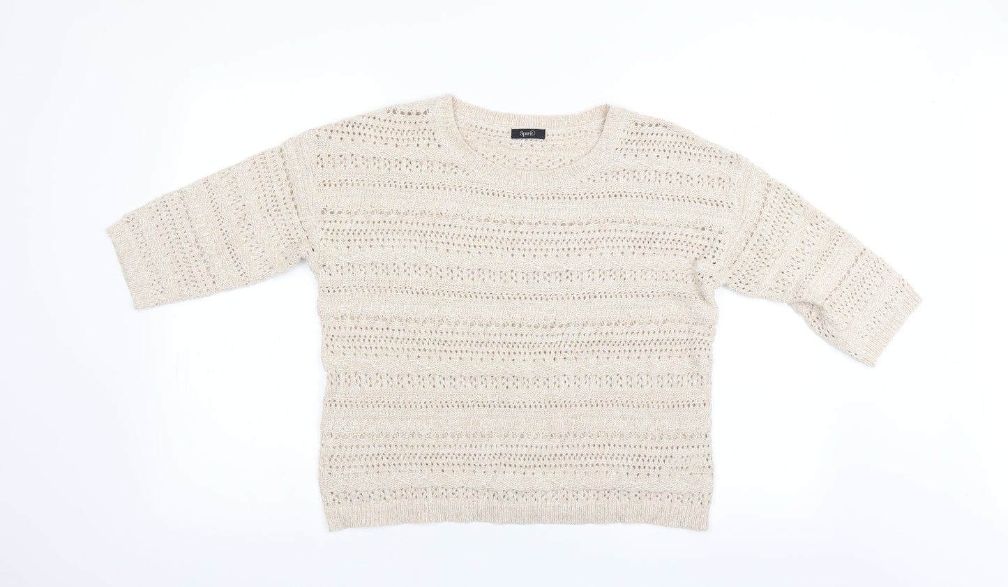 M&Co Womens Beige   Pullover Jumper Size 12  - open knit