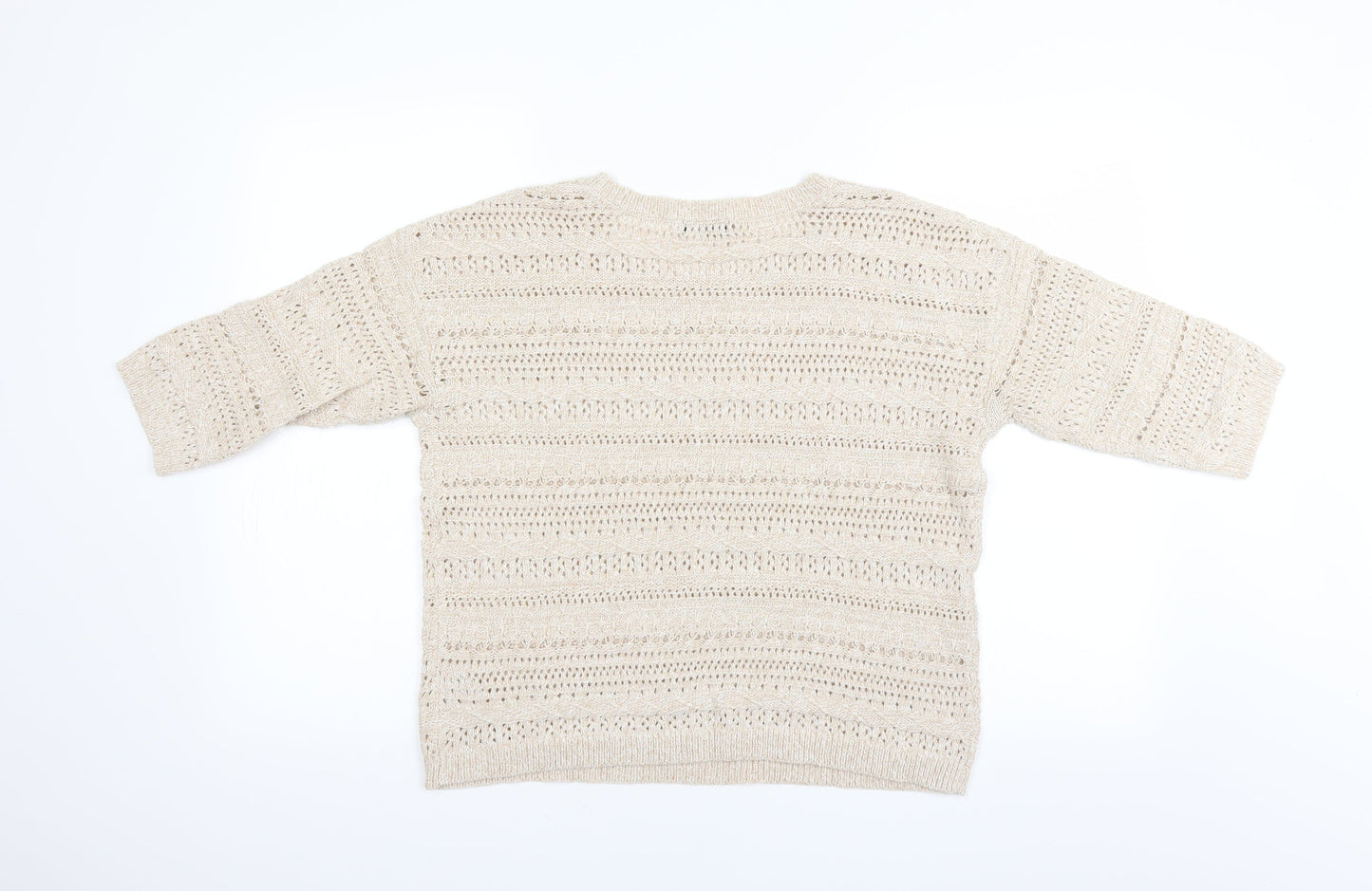 M&Co Womens Beige   Pullover Jumper Size 12  - open knit