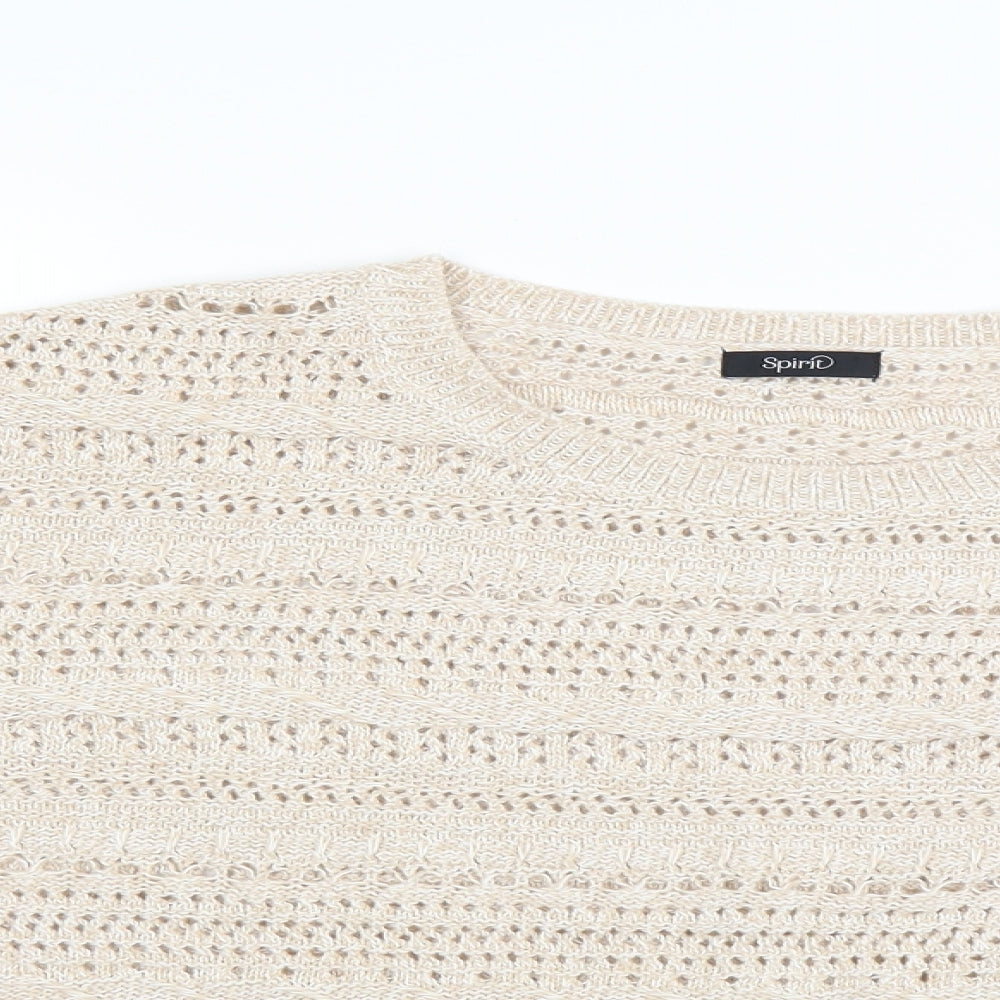 M&Co Womens Beige   Pullover Jumper Size 12  - open knit