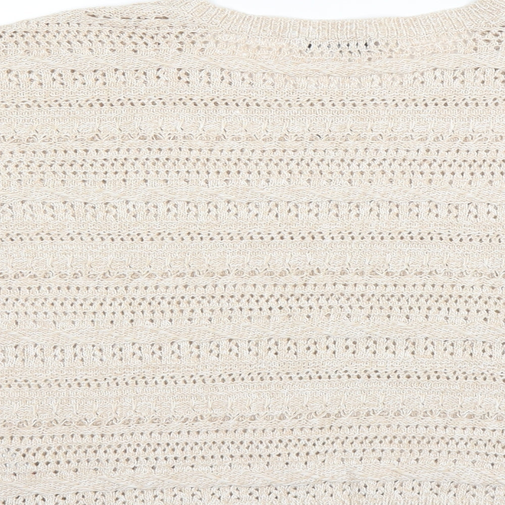 M&Co Womens Beige   Pullover Jumper Size 12  - open knit