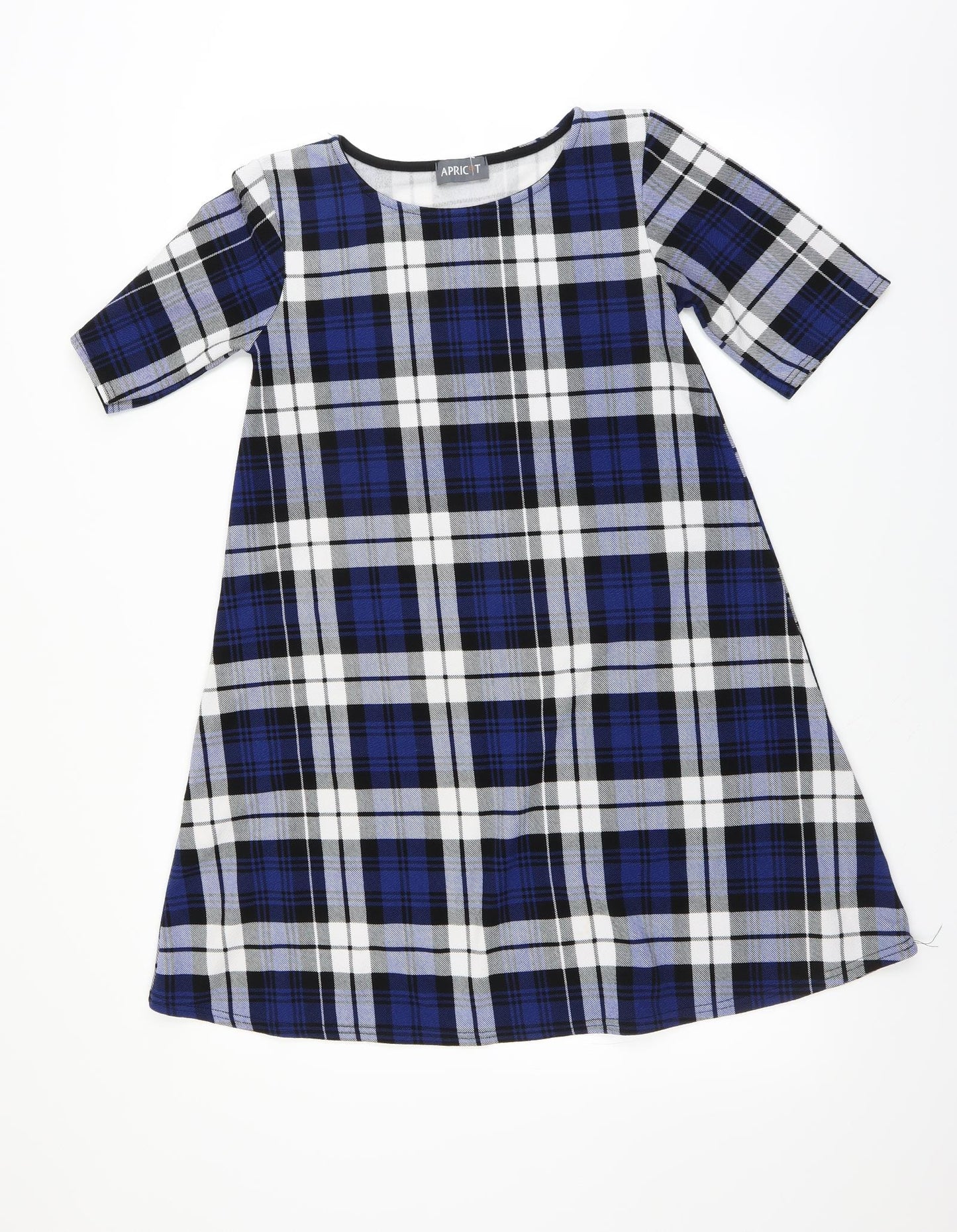 Apricot Womens Blue Plaid  T-Shirt Dress  Size 8