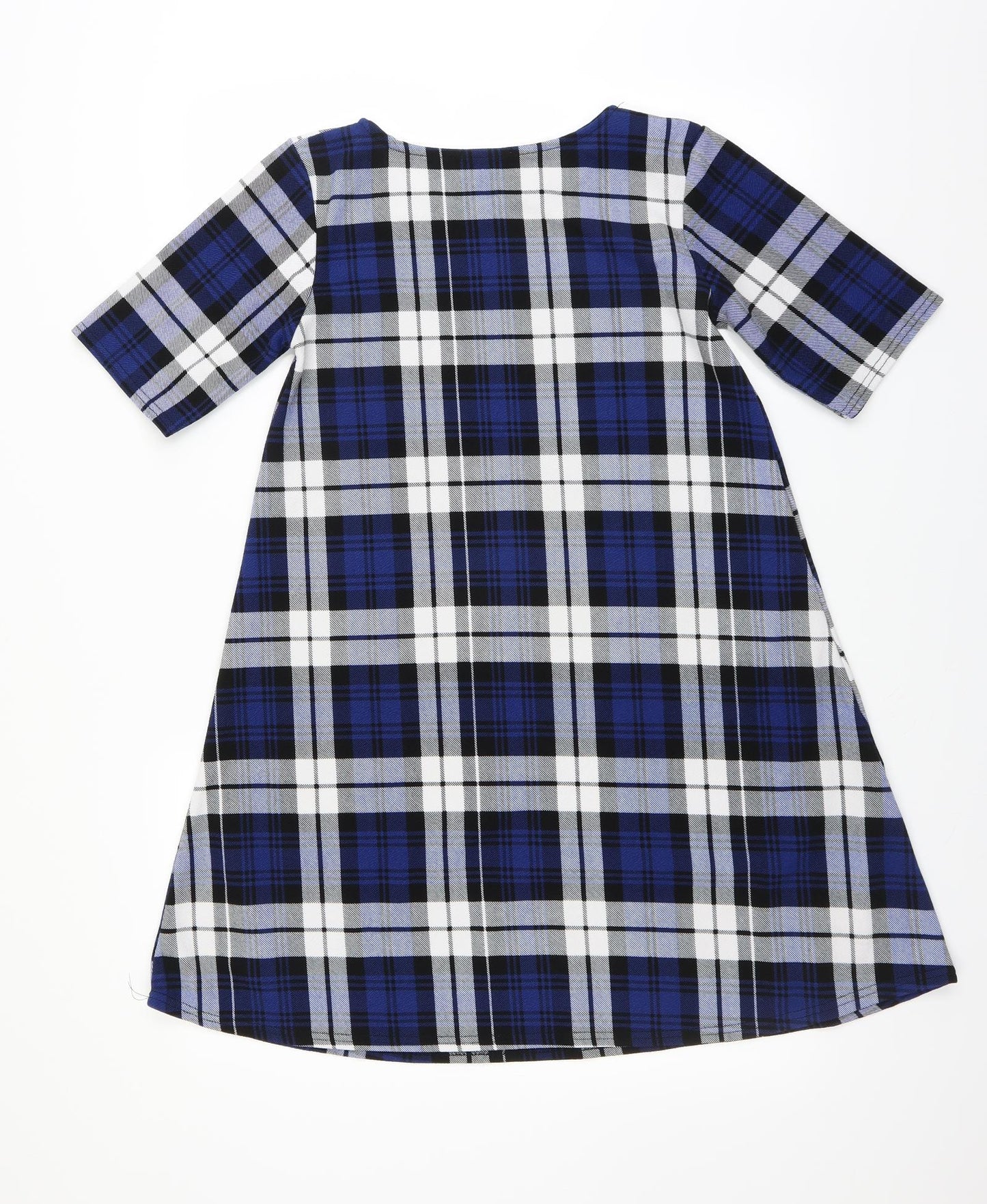 Apricot Womens Blue Plaid  T-Shirt Dress  Size 8