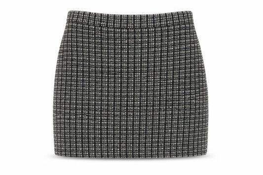 Front view of TU women’s black a-line skirt, size UK 10
