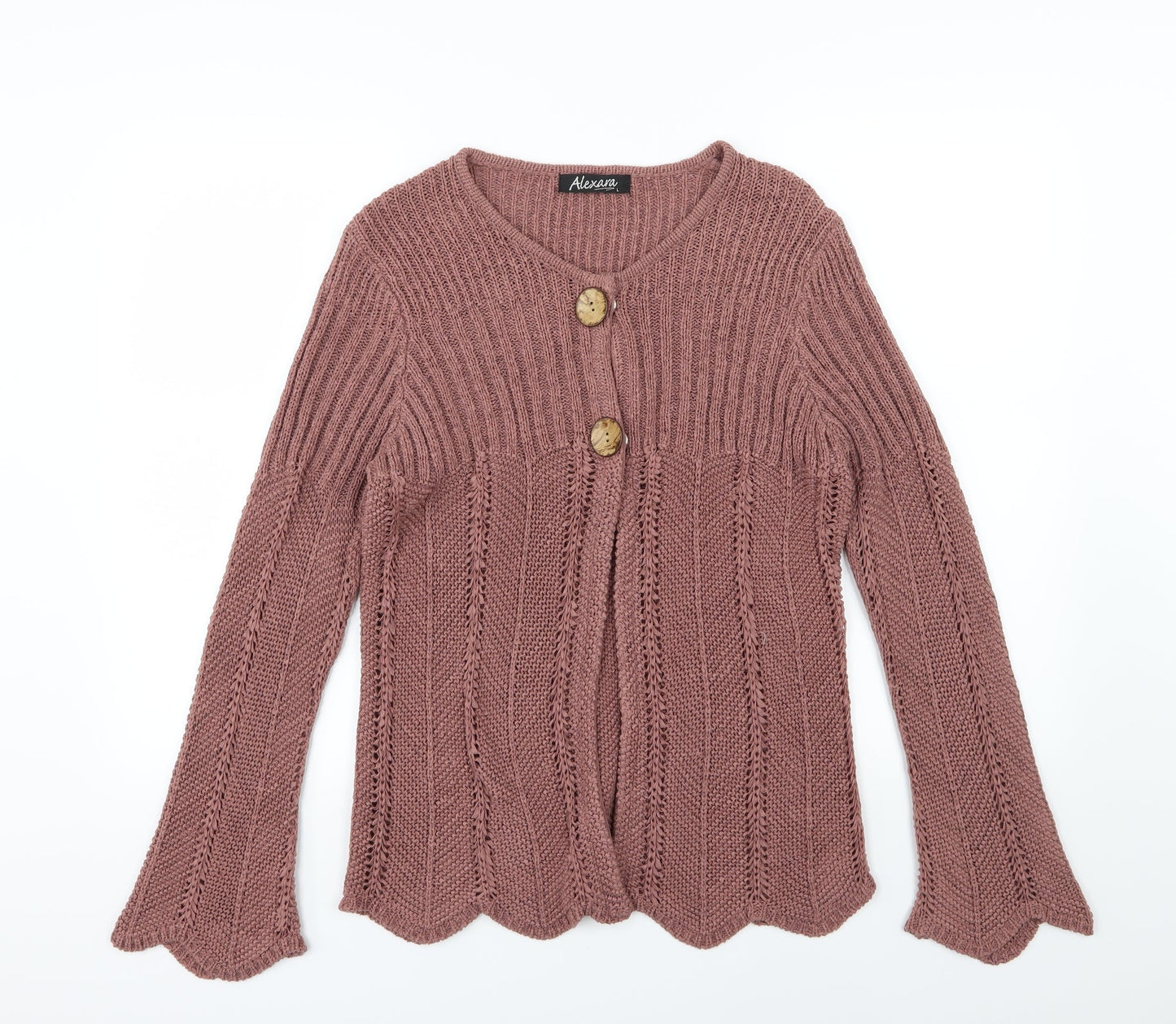 Alexara Womens Brown  Knit Cardigan Jumper Size L