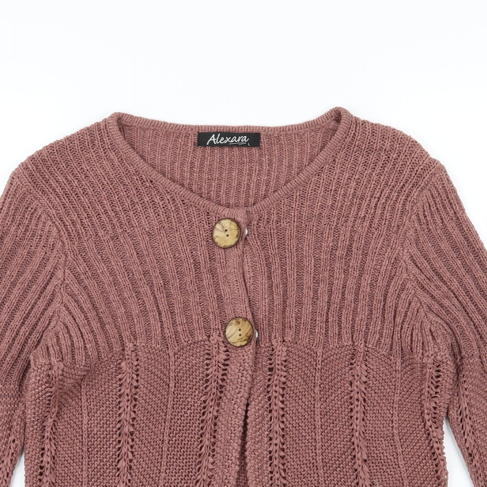 Alexara Womens Brown  Knit Cardigan Jumper Size L